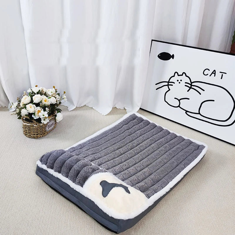 Corduroy sofa-style dog bed with removable washable cover