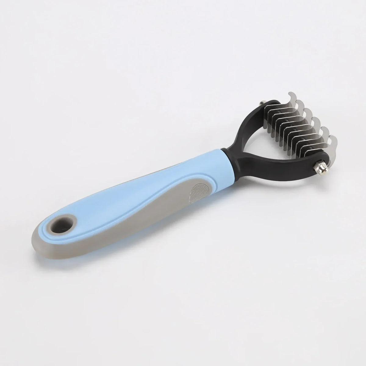 Two-sided stainless steel deshedding comb for dogs and cats