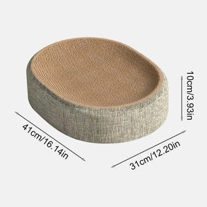 Oval sisal scratcher bed and lounger for indoor cats