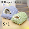 Foldable semi-enclosed winter bed for dogs and cats