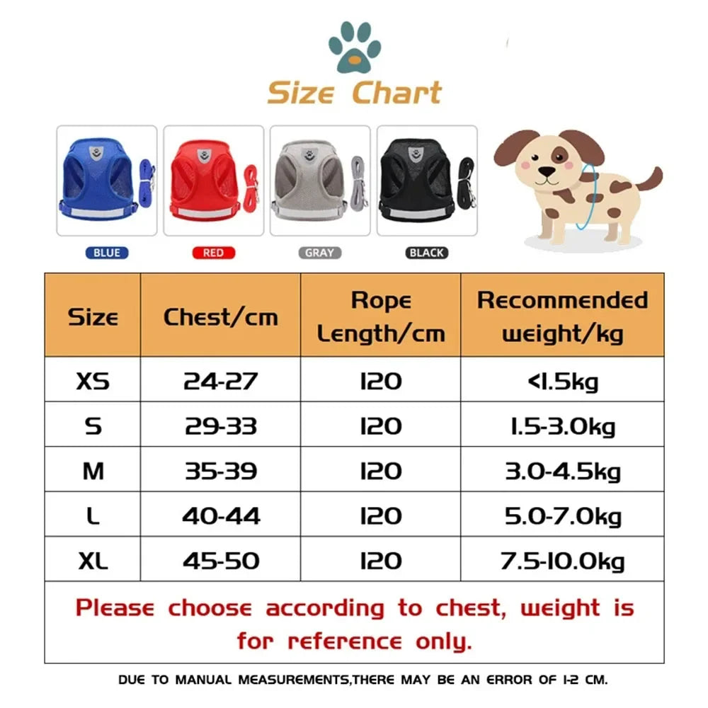Reflective mesh harness and lead set for cats and small dogs