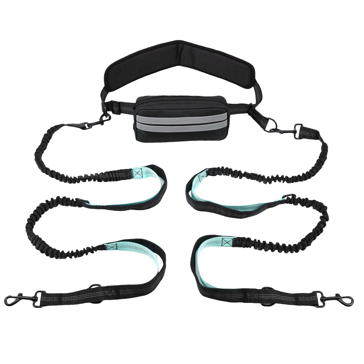 Hands-free reflective dog leash with adjustable waist belt