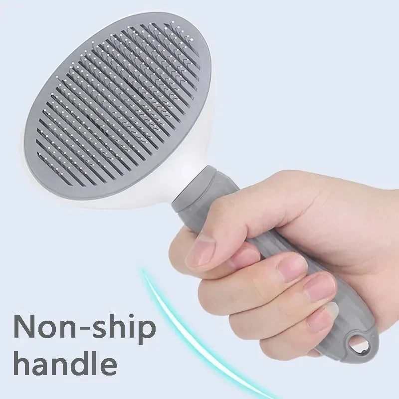 Self-cleaning hair removal grooming brush for dogs and cats