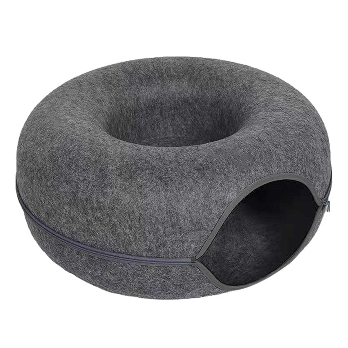 Round felt tunnel nest and scratcher for cats