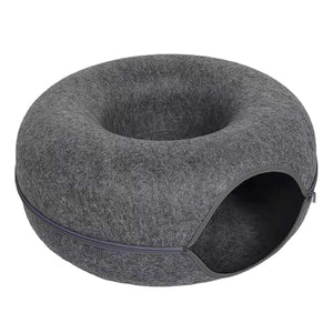 Round felt tunnel nest and scratcher for cats