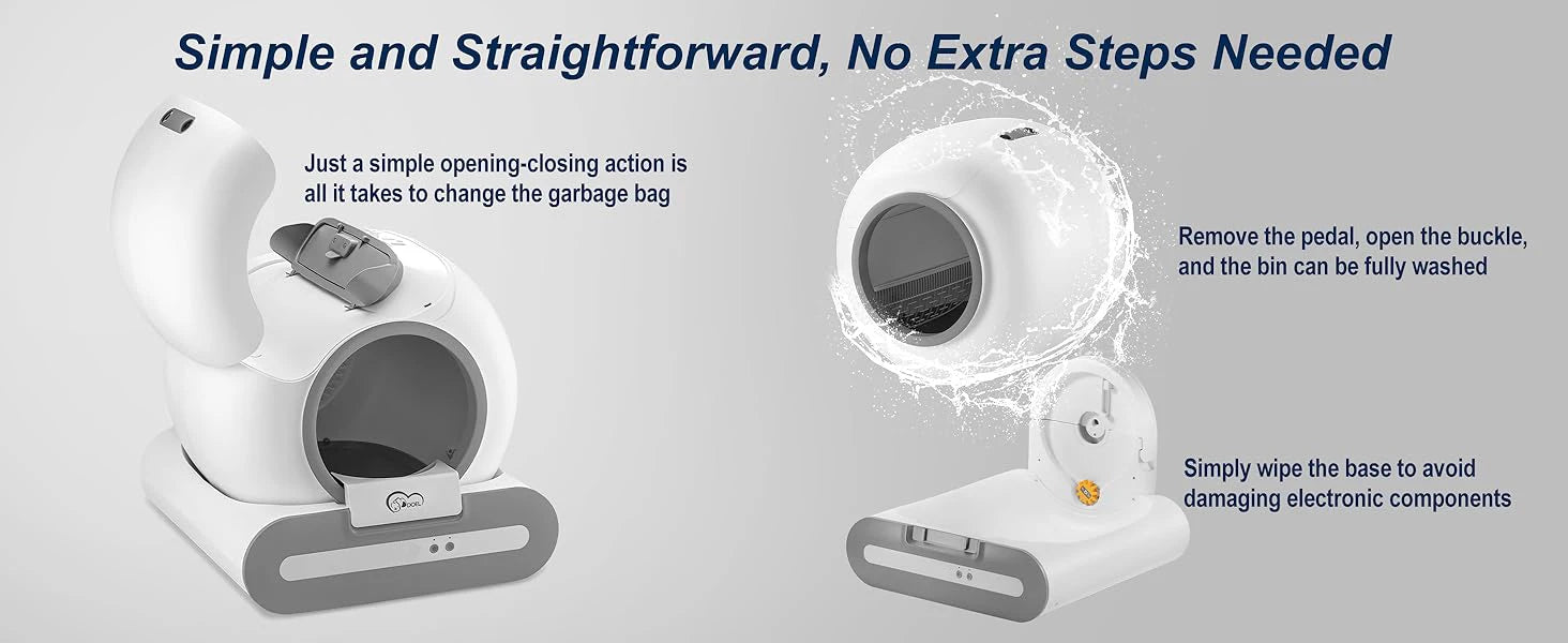 CleanPaws self-cleaning litter box — app-controlled unit detail
