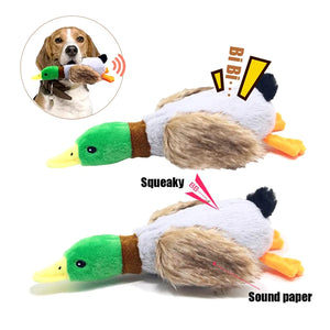 Plush duck squeaky chew toy for small to medium dogs