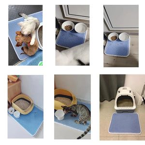 Double-layer waterproof litter trapping mat for cats