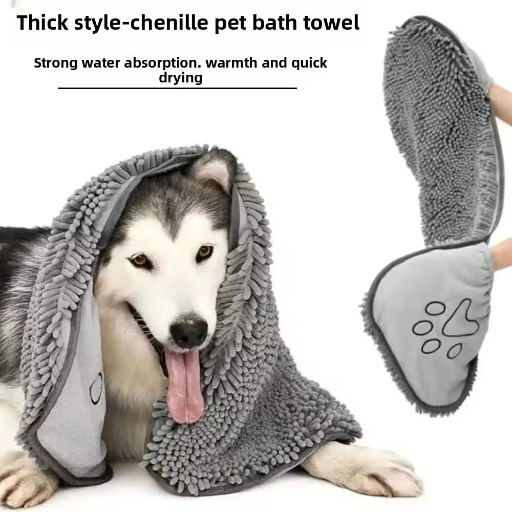Quick-dry coral fleece bath towel for dogs and cats