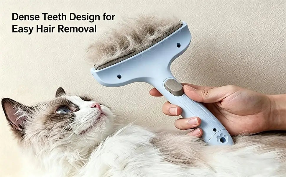 Curved deshedding grooming comb for dogs and cats