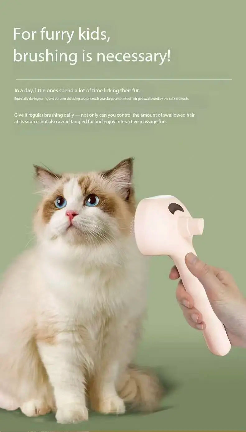 Spray mist grooming comb for cat fur cleaning and massage