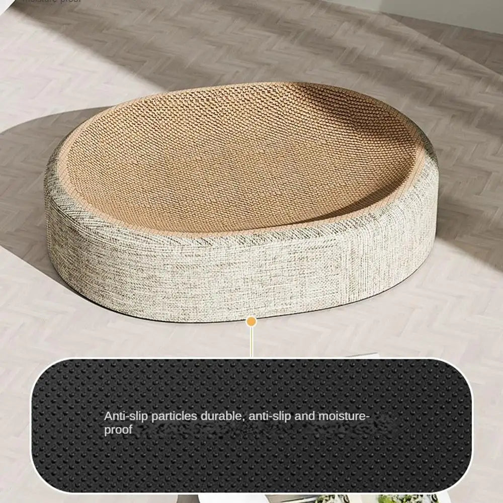 Oval sisal scratcher bed and lounger for indoor cats