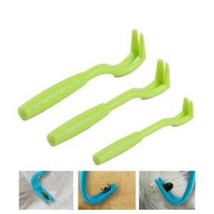 3-piece tick and flea remover hook tool set for dogs and cats