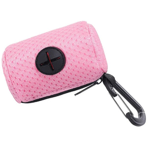 Mesh dog poop bag holder and dispenser for lead or belt