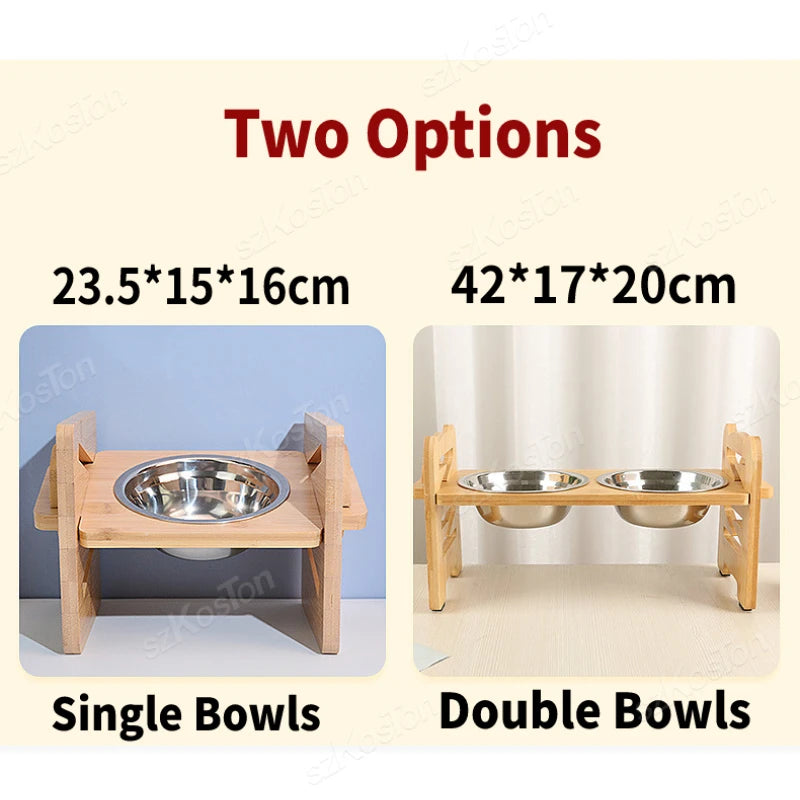 Bamboo Dog Bowl Stand - GoPoofy