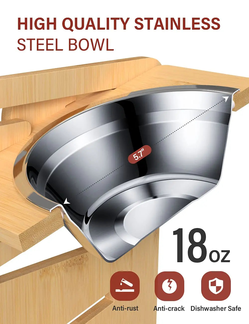 Bamboo Dog Bowl Stand - GoPoofy