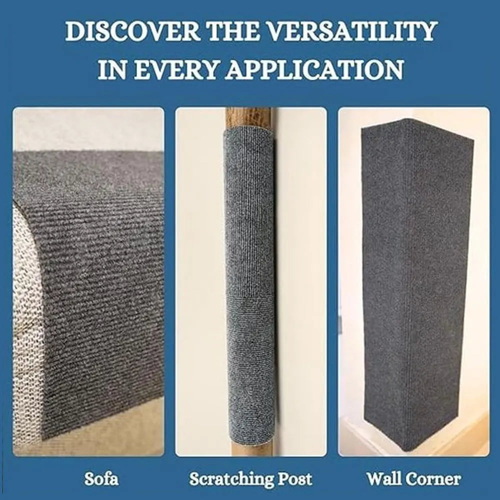 Trimmable self-adhesive scratch mat for cats to protect furniture