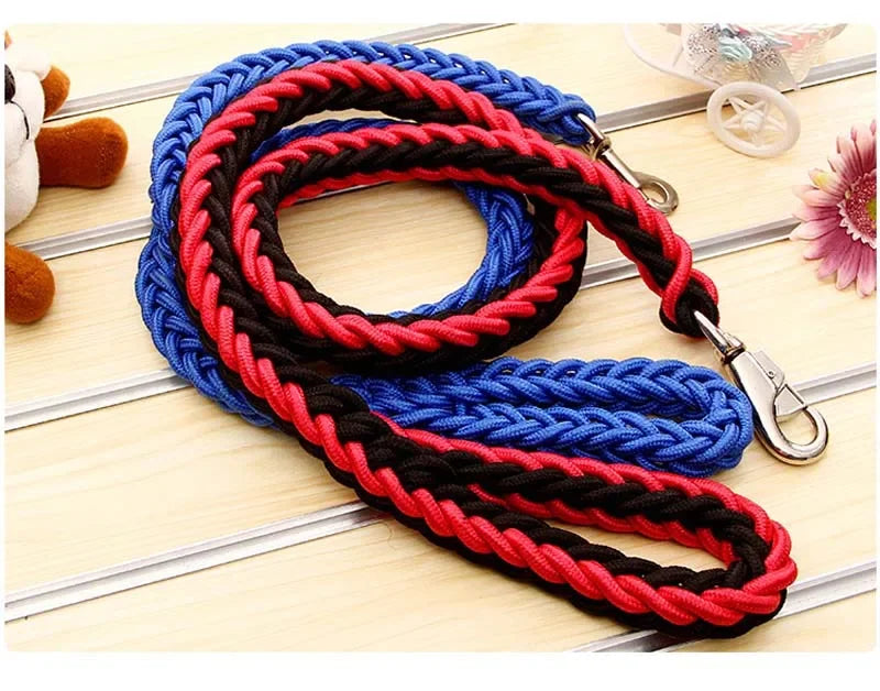 Braided nylon rope leash for medium to large dogs