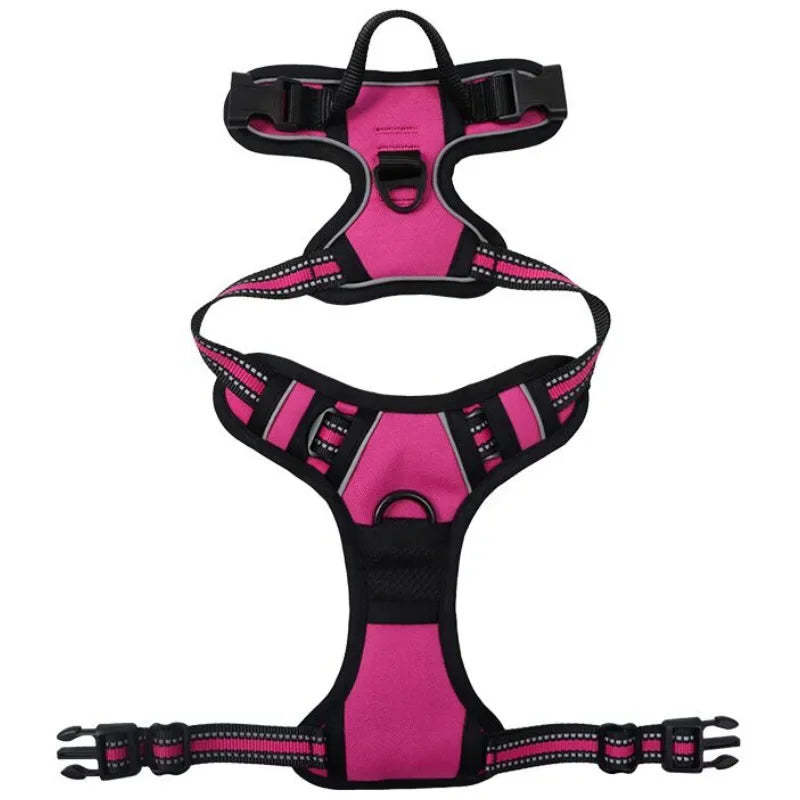 Reflective breathable nylon vest harness for small to large dogs