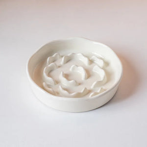 Ceramic raised slow feeder bowl for cats and dogs