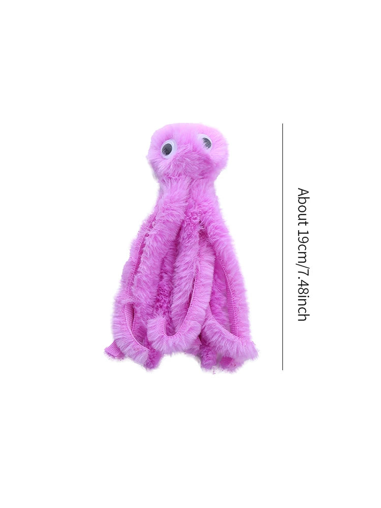 Bite-resistant plush octopus toy for cats