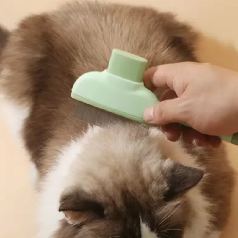 Stainless steel grooming comb for removing loose hair from dogs and cats