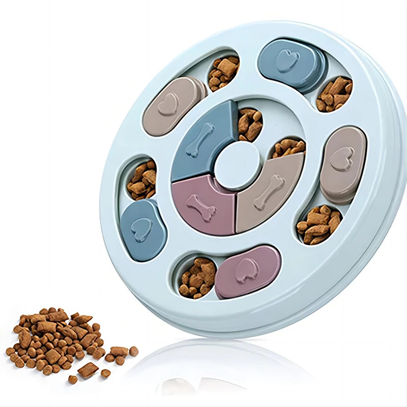 Interactive slow feeder food dispenser toy for dogs