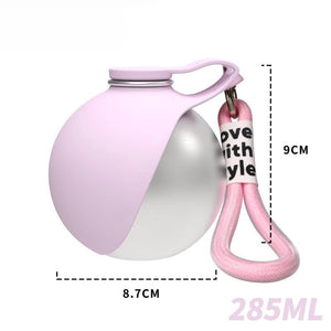 Stainless steel dog water bottle with built-in silicone bowl