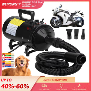 Portable pet grooming dryer and blower with multiple nozzles