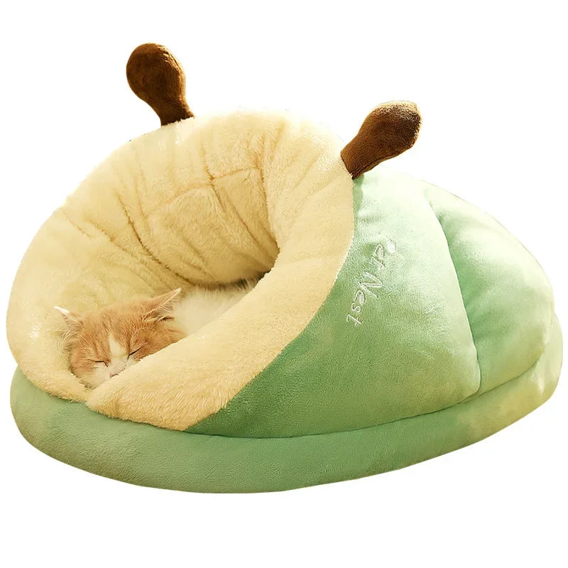 Soft coral fleece pet bed with removable washable cover for small dogs and cats
