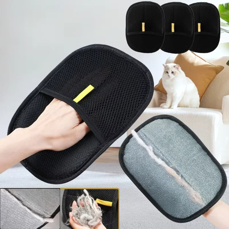 Double-sided pet grooming gloves for removing hair from dogs and cats