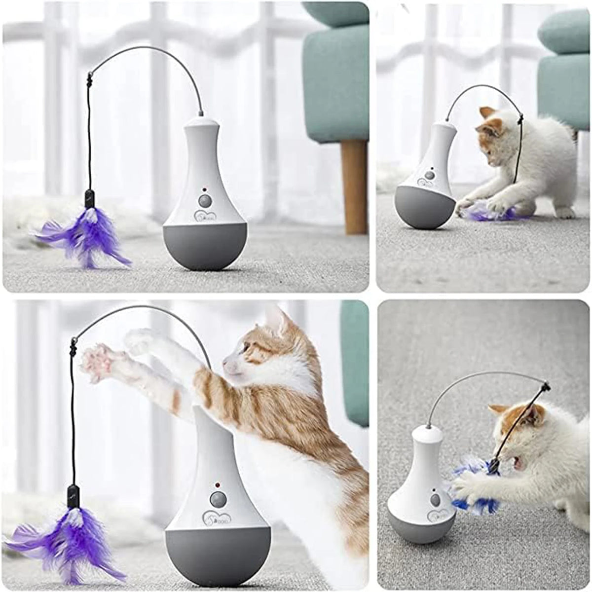 DOEL automatic feather teaser toy for interactive cat play — GoPoofy