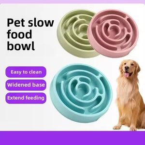 Slow-feeding bowl for dogs and cats to help prevent choking and fast eating