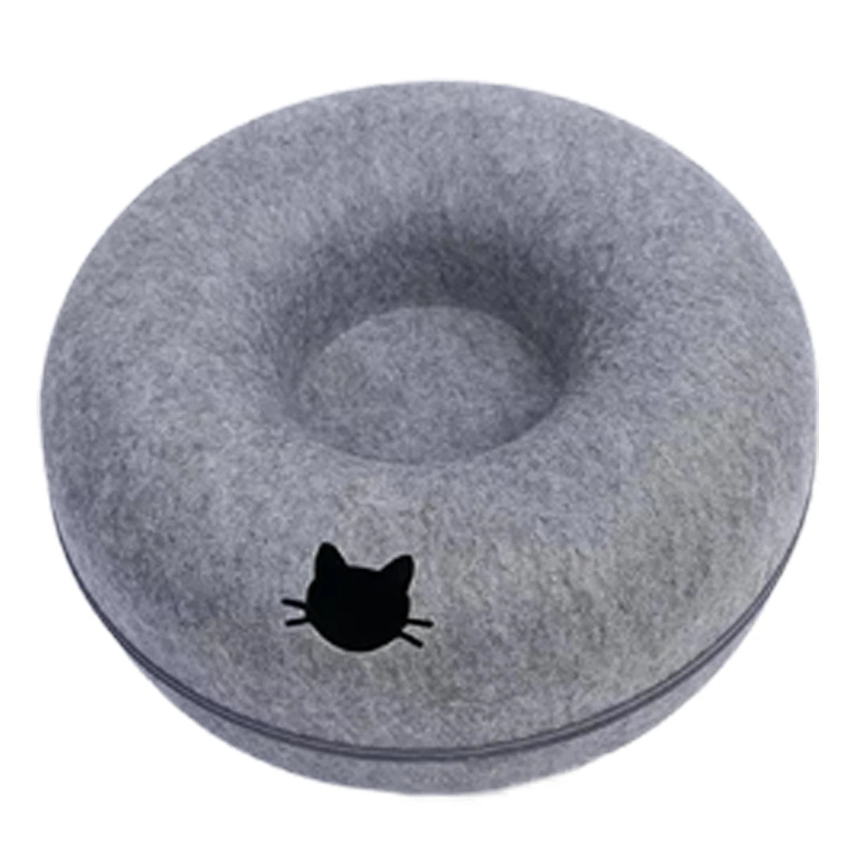 Round felt tunnel nest and scratcher for cats