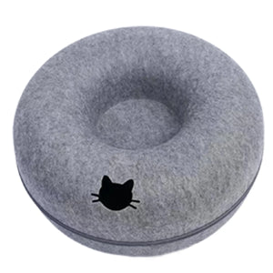 Round felt tunnel nest and scratcher for cats