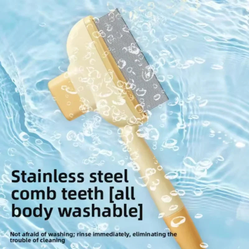 Stainless steel grooming comb for removing loose hair from dogs and cats