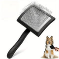 Extra-long pin slicker brush for thick or curly dog and cat coats