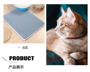 Double-layer waterproof litter trapping mat for cats