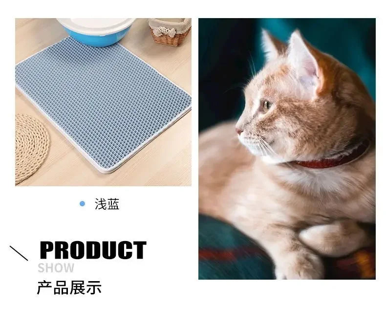 Double-layer waterproof litter trapping mat for cats