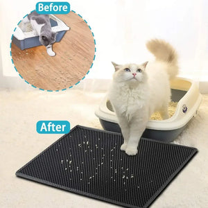 Double-layer waterproof litter trapping mat for cats