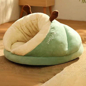 Soft coral fleece pet bed with removable washable cover for small dogs and cats