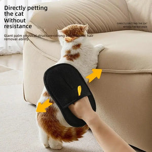 Double-sided pet grooming gloves for removing hair from dogs and cats