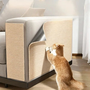 Compact self-adhesive scratch pad to protect furniture from cats