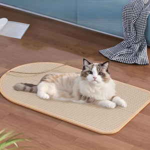 Natural sisal wall-mounted scratch pad for cats