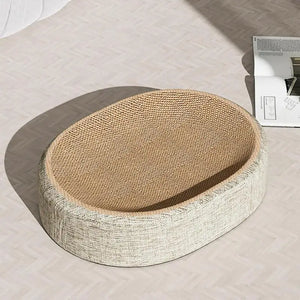 Oval sisal scratcher bed and lounger for indoor cats