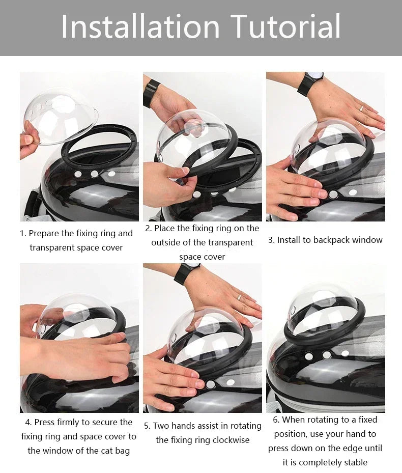 Transparent bubble backpack pet carrier for cats and small dogs