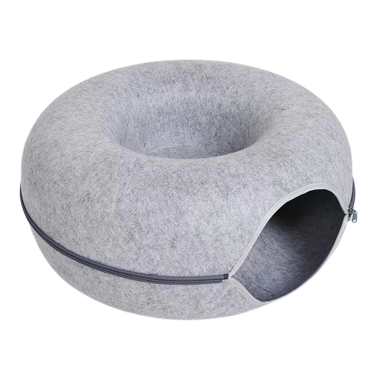 Round felt tunnel nest and scratcher for cats