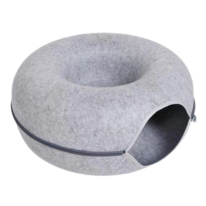 Round felt tunnel nest and scratcher for cats
