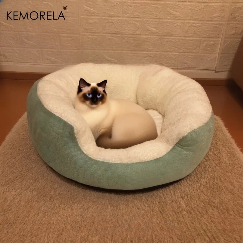 Plush orthopedic pet bed with backrest for cats and small dogs