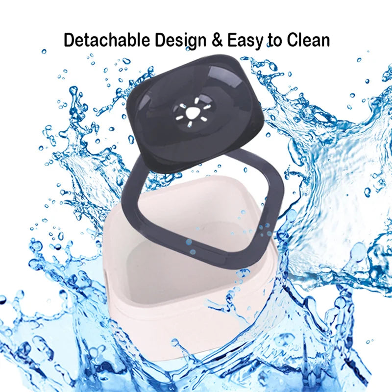 Anti-splash 1L plastic water bowl for dogs and cats